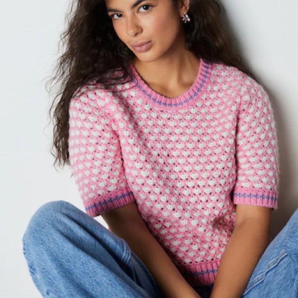 Joe Fresh Small Pink and White Women's Sweater